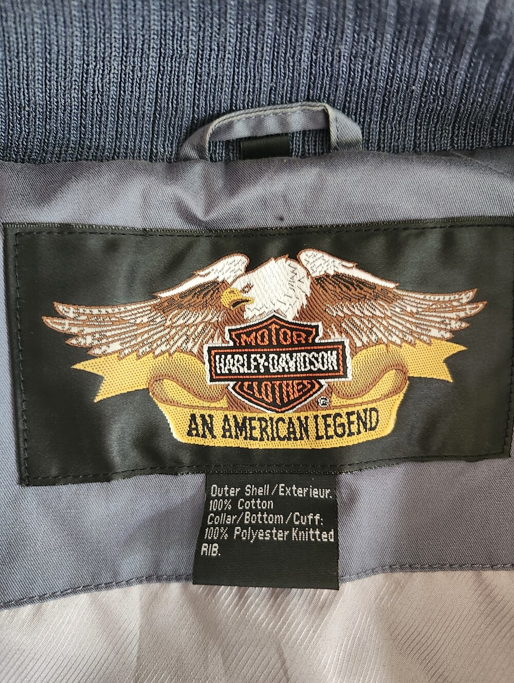 Vintage Harley Davidson Motorcycle Women's Slate Blue Bomber Jacket - Picture 8 of 8